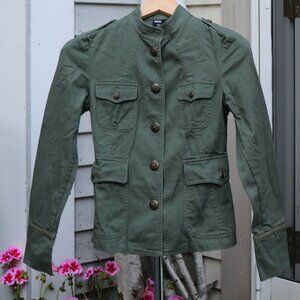 BDG. Urban Outfitters Army Green Cotton High Collar Fitted Utility Jacket Sz XS